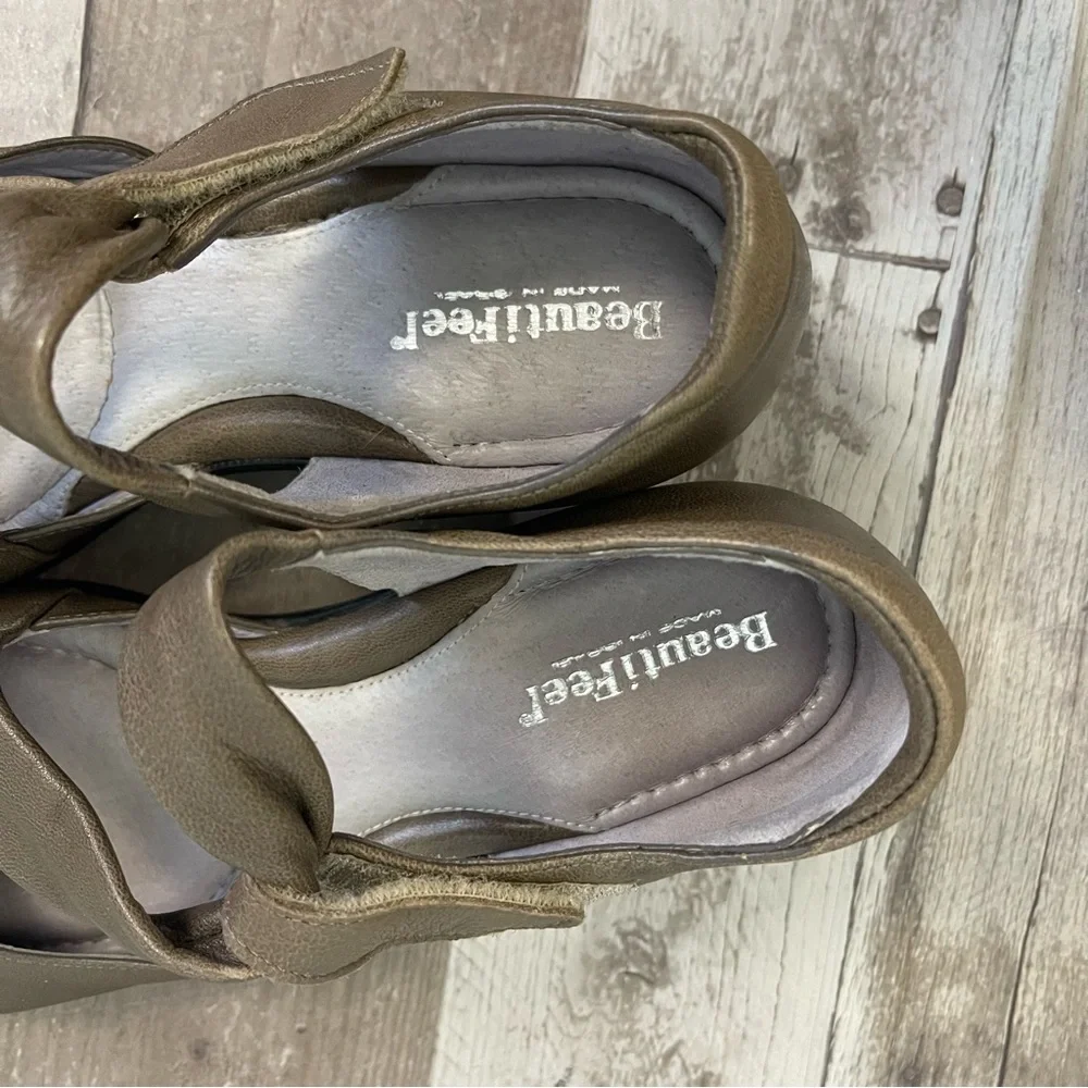 BeautiFeel Pleasure Mary Jane Leather Flats Comfort Shoes Gray 44233 - Picture 10 of 13